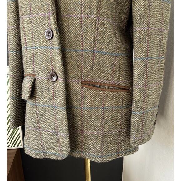HARRIS TWEED Women Blazer Hand Woven Pure Wool Quite Luxury Preppy Academia - Picture 9 of 16